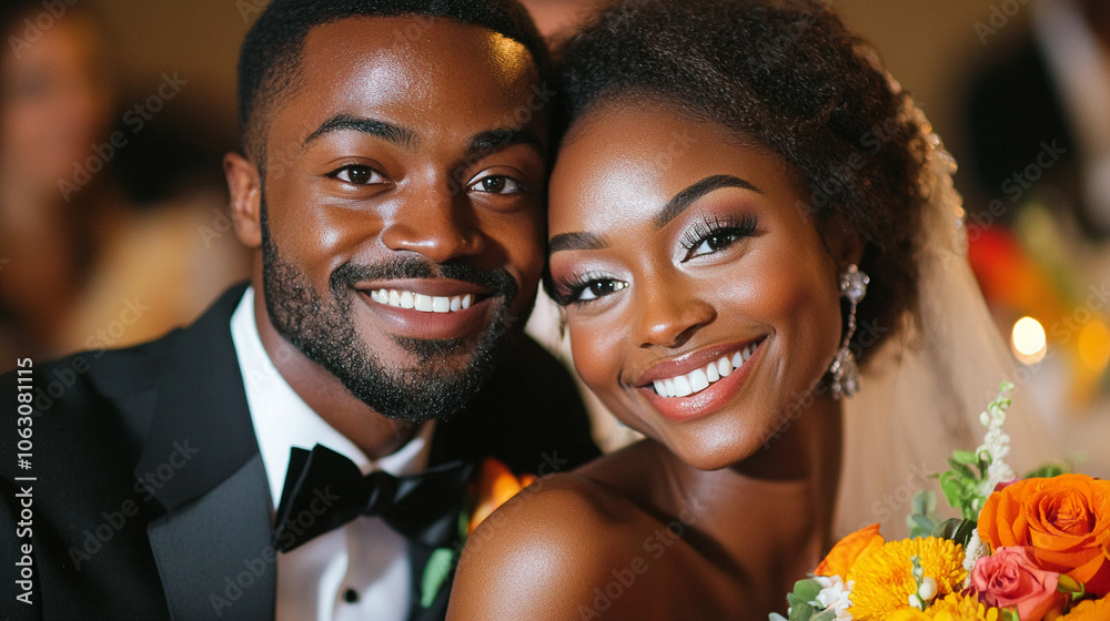 Photo of a bride and groom at a wedding Photo of a bride and groom at a wedding