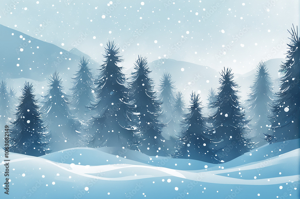 Fototapeta premium background - pine trees in the winter snow