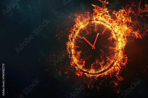 Wallpaper Mural A Clock Face Surrounded by Flames and Sparks Torontodigital.ca