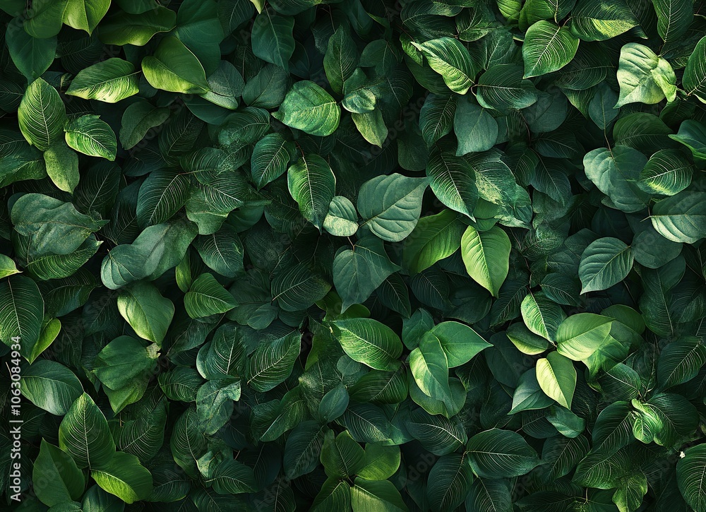 Lush green leaves of a tropical plant create a vibrant texture. Lush green leaves of a tropical plant create a vibrant texture.