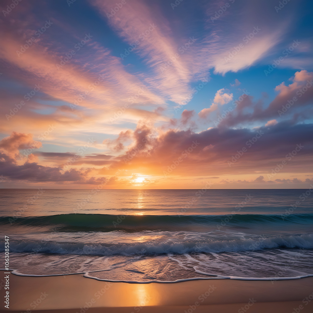 Beach and sunset Generative AI
