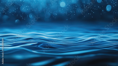 Midnight Blue Liquid Ripples with Bioluminescent Highlights: Smooth Motion Trails and Subtle Sheen for Premium Lifestyle and Cosmetic Branding. High-Resolution Background Design.