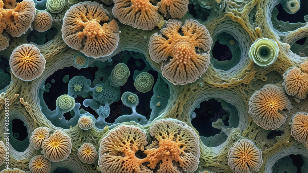 picturesque mold fungi under a microscope
