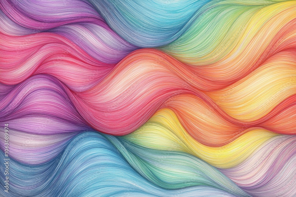 Abstract background with pastel rainbow colors, soft waves of color in the shape of hair Abstract background with pastel rainbow colors, soft waves of color in the shape of hair