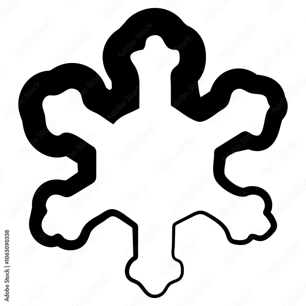 New Year's icon of an unusual snowflake drawn in line art style, for New Year's textiles, packaging or decorations New Year's icon of an unusual snowflake drawn in line art style, for New Year's textiles, packaging or decorations