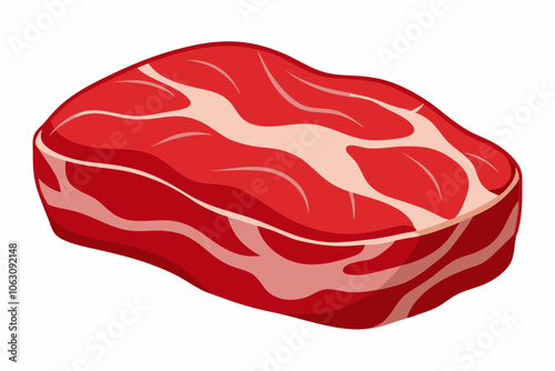 Piece of raw sliced meat steak fresh meat for bbq vector illustration on white background