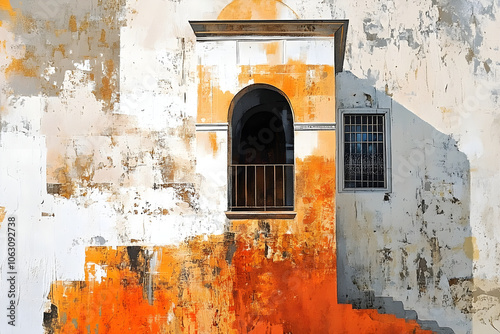 Fototapeta Naklejka Na Ścianę i Meble -  old wall with windows
