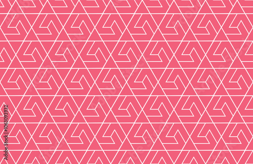 Abstract geometric pattern. A seamless vector background. White and pink ornament. Graphic modern pattern. Simple lattice graphic design