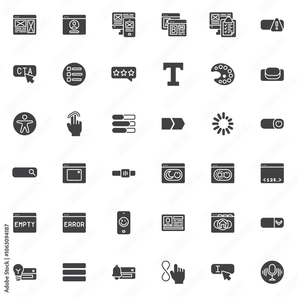 Web development and UI-UX design vector icons set Web development and UI-UX design vector icons set