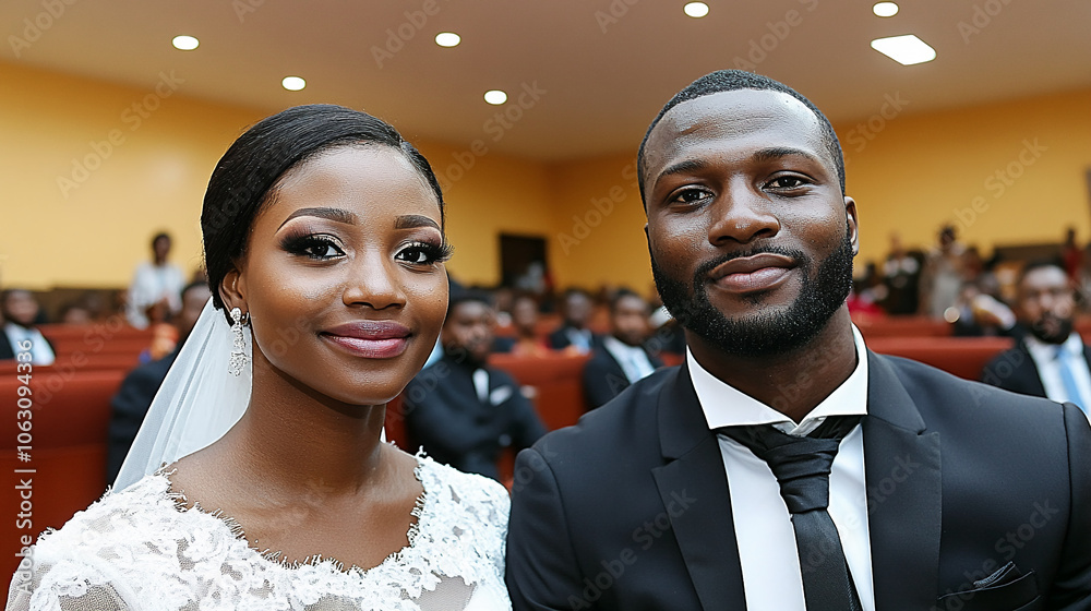 Photo of a bride and groom at a wedding Photo of a bride and groom at a wedding