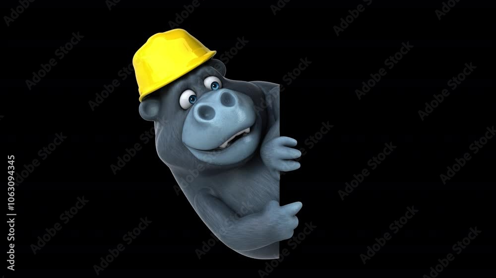 Fun 3D cartoon gorilla with a helmet (with alpha channel) Fun 3D cartoon gorilla with a helmet (with alpha channel)