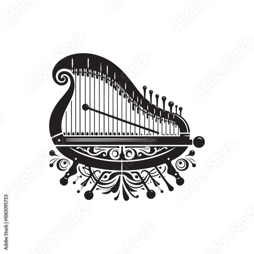 Hurdy-gurdy vector - Hurdy-gurdy Illustration - Minimalist hurdy-gurdy Silhouette.