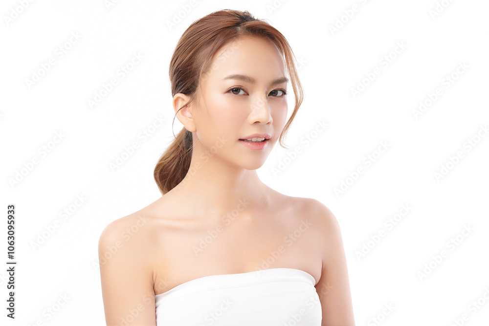 Beautiful young asian woman with clean fresh skin on white background, Face care, Facial treatment, Cosmetology, beauty and spa, Asian women portrait. Beautiful young asian woman with clean fresh skin on white background, Face care, Facial treatment, Cosmetology, beauty and spa, Asian women portrait.
