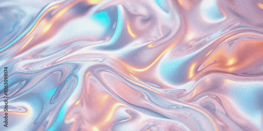 Grainy metallic liquid. Grunge holographic wavy texture Grainy metallic liquid. Grunge holographic wavy texture