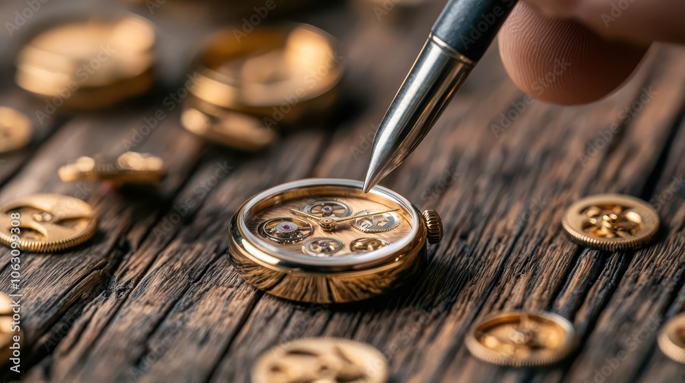 Customer analyzing luxury watch under magnifying glass, comparing price with quality Customer analyzing luxury watch under magnifying glass, comparing price with quality