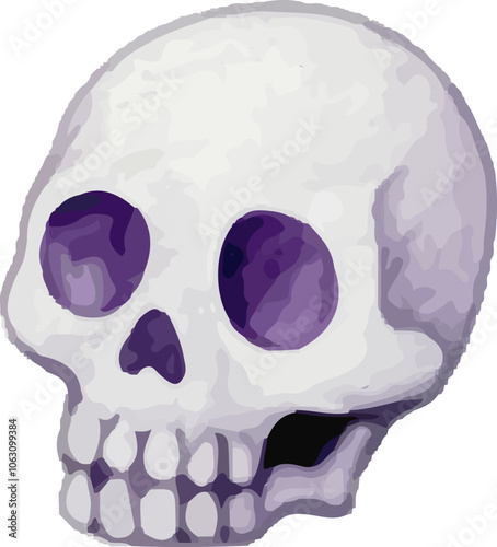 White Skull Halloween Watercolor Illustration