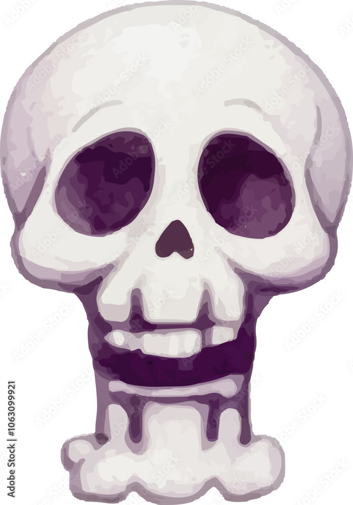 Obraz premium White Skull Halloween Watercolor Illustration