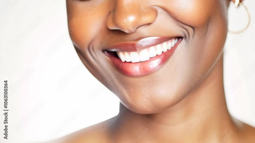 Radiant smile close-up: bright white teeth and joyful expression Radiant smile close-up: bright white teeth and joyful expression