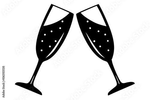 Champagne Glasses Toast vector art illustration