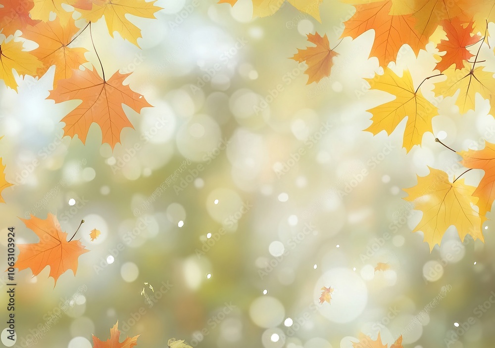 Autumn leaves falling on a blurred background with bokeh lights. Autumn leaves falling on a blurred background with bokeh lights.