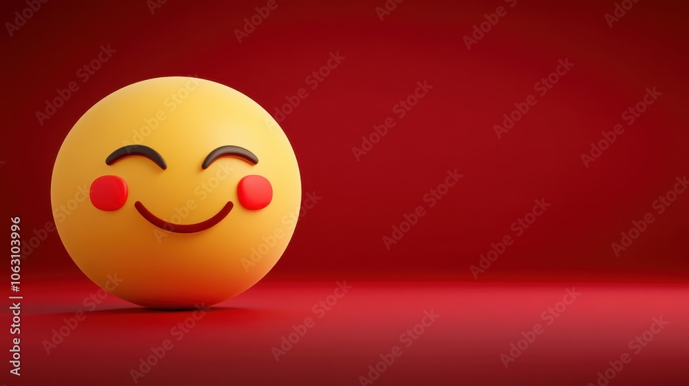 Smiling Face on Red Background Smiling Face on Red Background