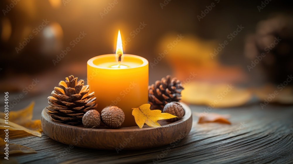Autumn Candle and Pinecones Autumn Candle and Pinecones