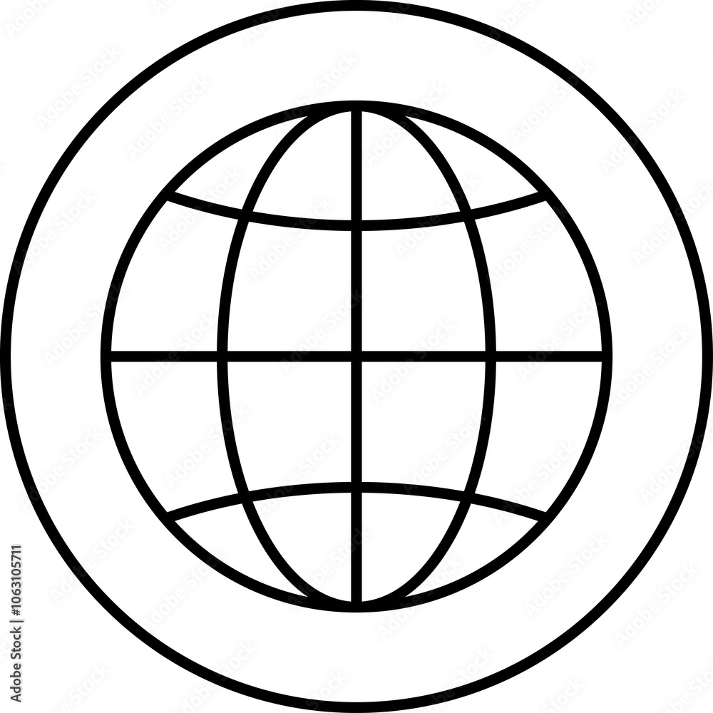World globe line icon. Earth global country map sign. Travel internet globe collection. World globe line icon. Earth global country map sign. Travel internet globe collection.