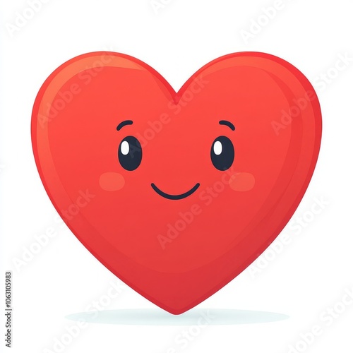 A cute, smiling red heart with a glossy finish.