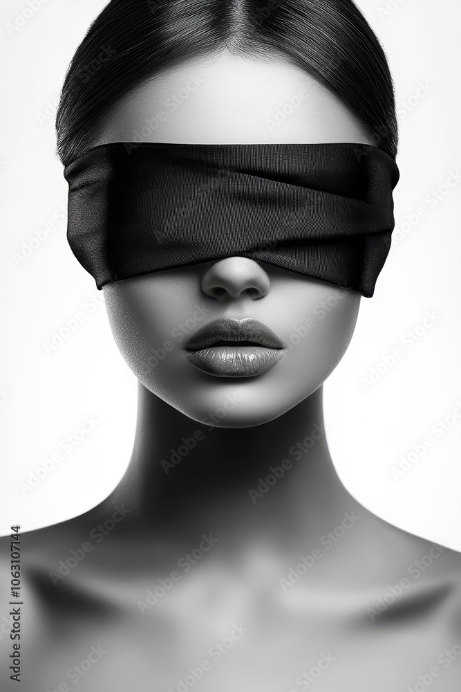 Monochrome Woman Blindfolded Monochrome Woman Blindfolded