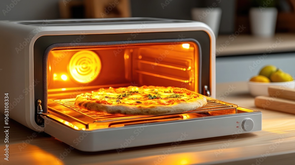 Freshly Baked Pizza in Modern Oven Freshly Baked Pizza in Modern Oven