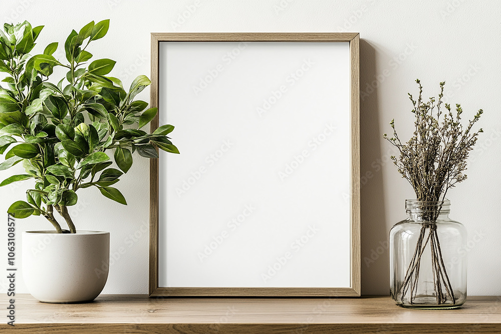 Aesthetic Clean Graphic White Blank Photo Frame Mockup template with Minimalist Decoration Aesthetic Clean Graphic White Blank Photo Frame Mockup template with Minimalist Decoration