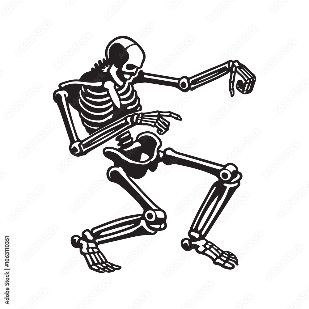 Fototapeta premium Funny Skeleton Dancing Vector illustration - Funny Skeleton clipart design