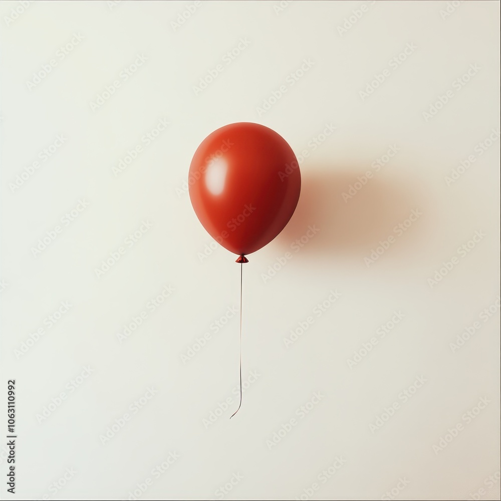 Single red balloon on white wall Single red balloon on white wall
