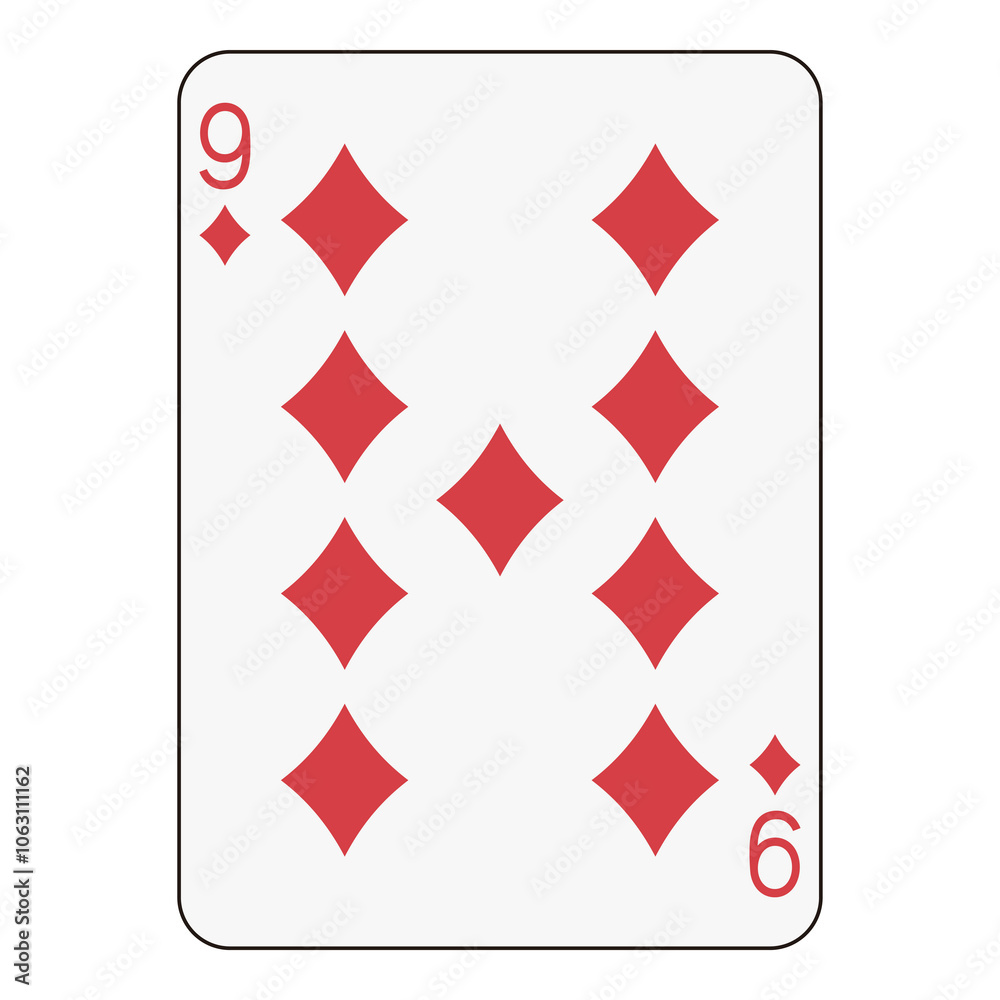 Nine of Diamonds Playing Card - Classic Card Game Design
Nine of Diamonds Playing Card - Classic Card Game Design
