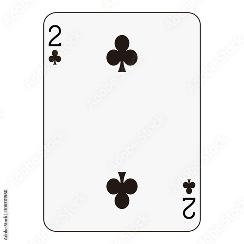 Two of Clubs Playing Card - Standard Card Game Design
