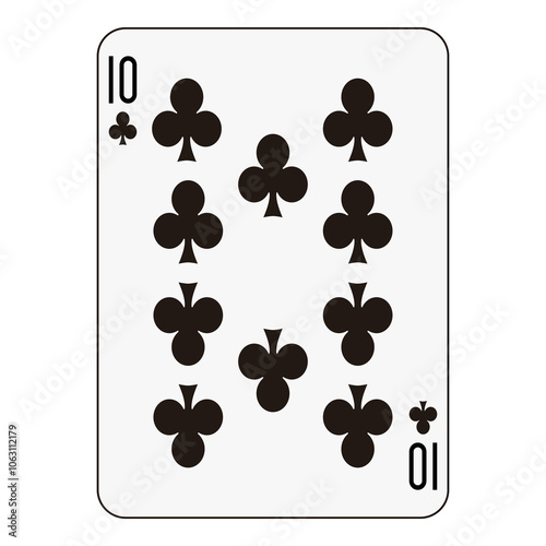 Ten of Clubs Playing Card - Standard Card Game Design
