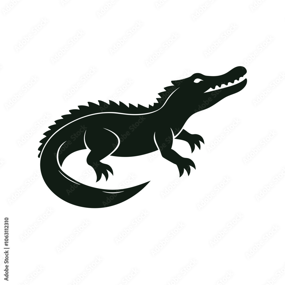 Naklejka premium Crocodile silhouette vector style with white background