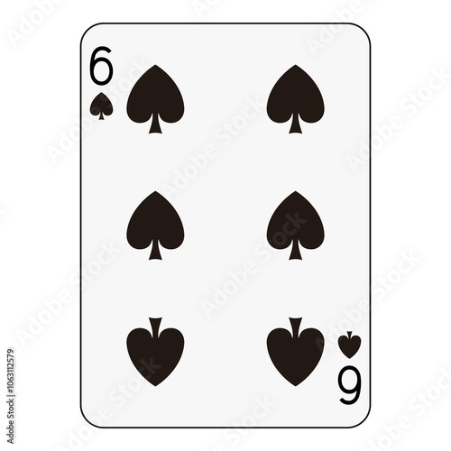 Six of Spades Playing Card - Classic Card Game Design

