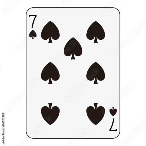 Seven of Spades Playing Card - Standard Card Game Design
