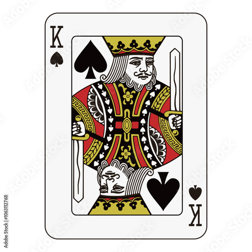 King of spades playing card, classic face card design with traditional details.
