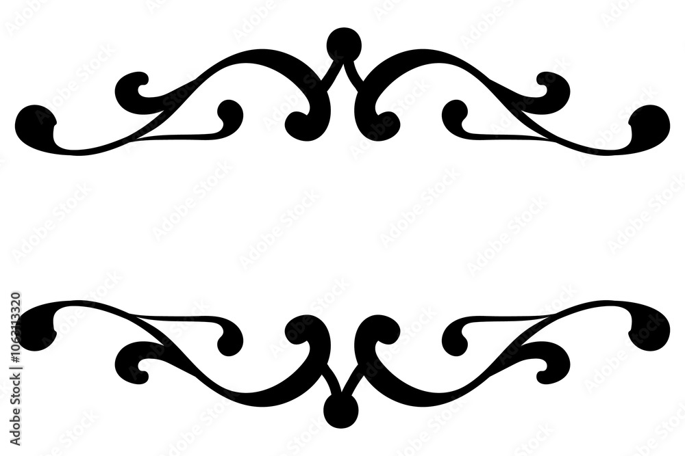 Black ornamental filigree png frame sticker