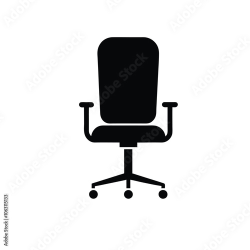 office chair silhouette vector black on white back