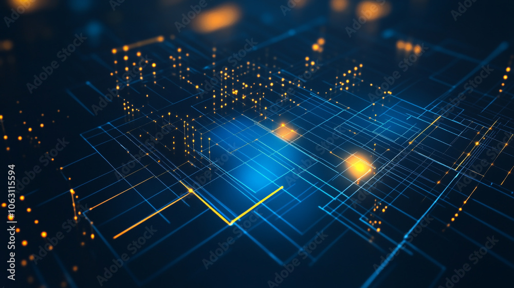 Abstract business connection of lines from nodes It is connected to endless nodes, Abstract glowing digital network, internet, and technology background.