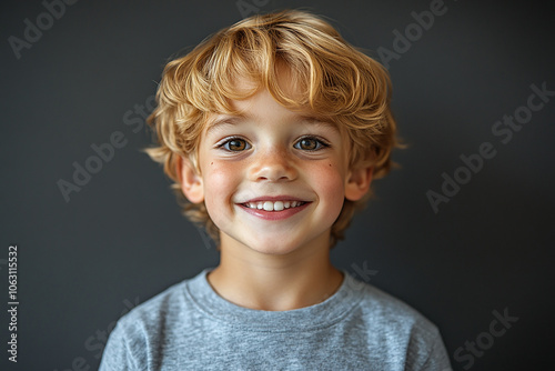 portrait of an white little boy with a smile