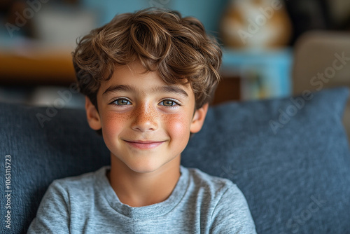 portrait of an white little boy with a smile