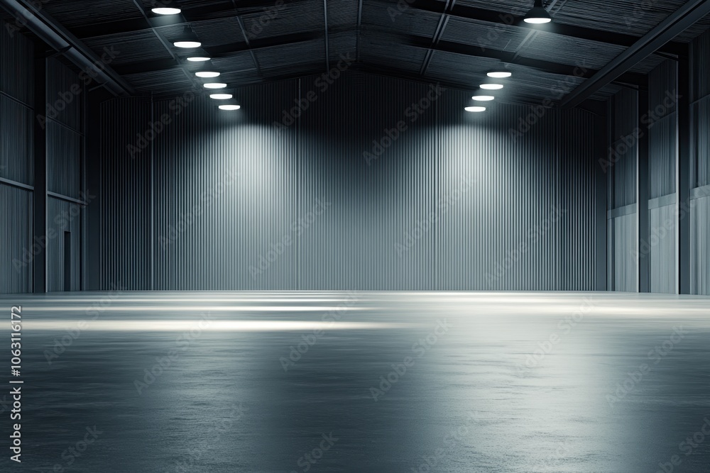 Empty Dark Industrial Hall Empty Dark Industrial Hall