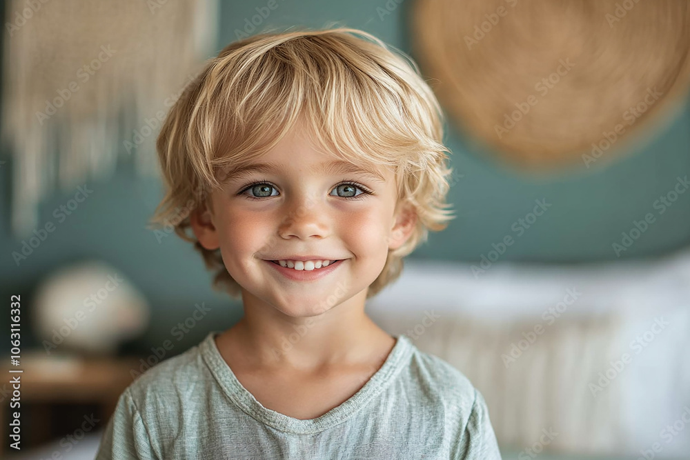 portrait of an white little boy with a smile