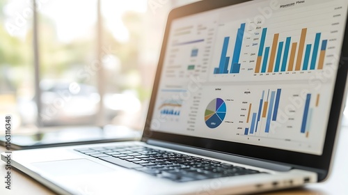 A revenue manager analyzing financial reports and adjusting pricing strategies on a digital interface, with empty space for text