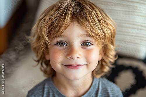 portrait of an white little boy with a smile