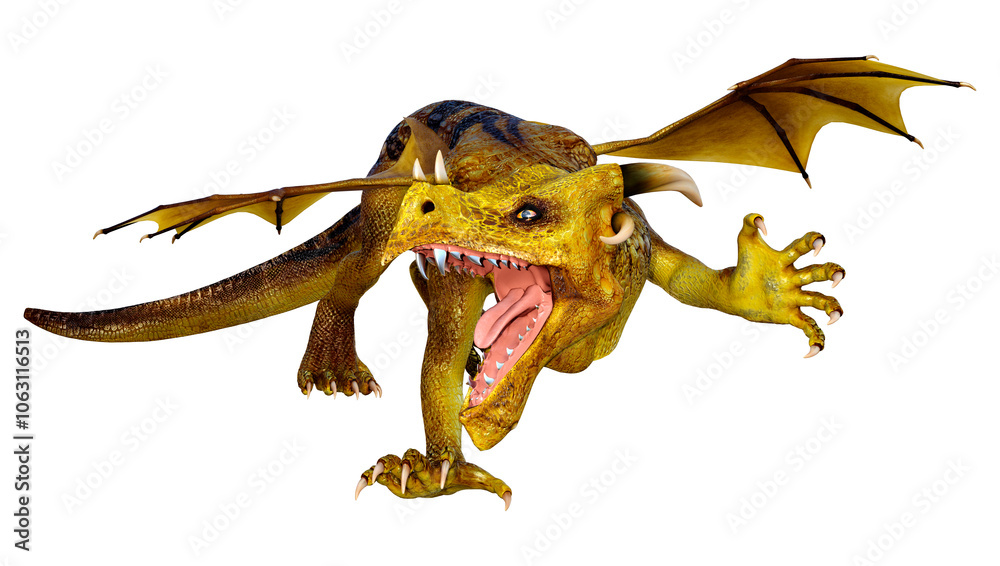 Fototapeta premium 3D Rendering Fairy Tale Dragon on White